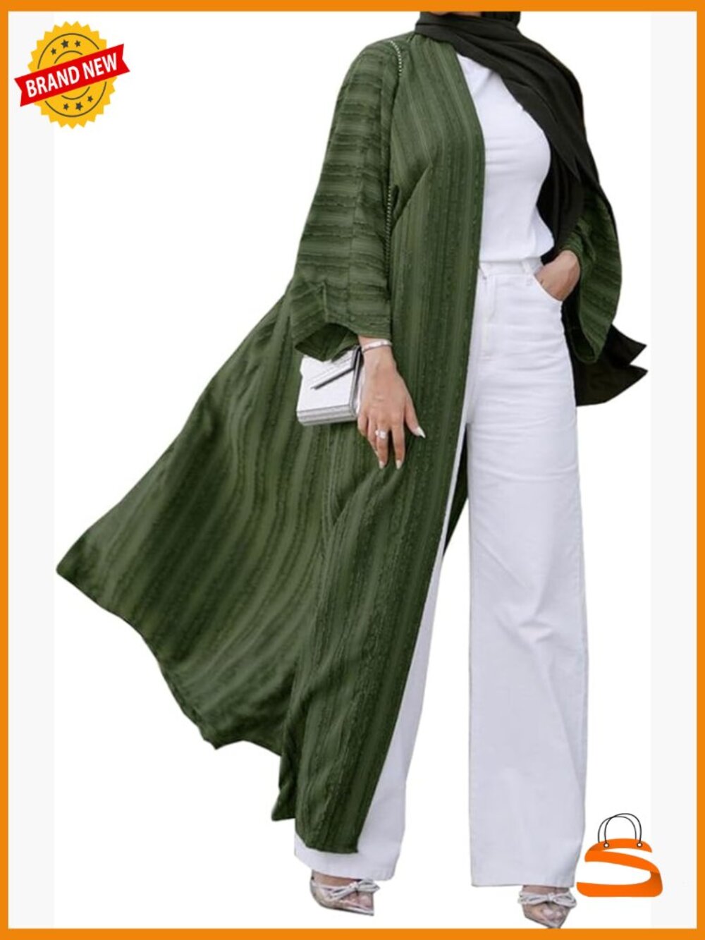 Long Sleeve Open Front Cardigan Loose Fit Modest Kaftan Lightweight Breathable